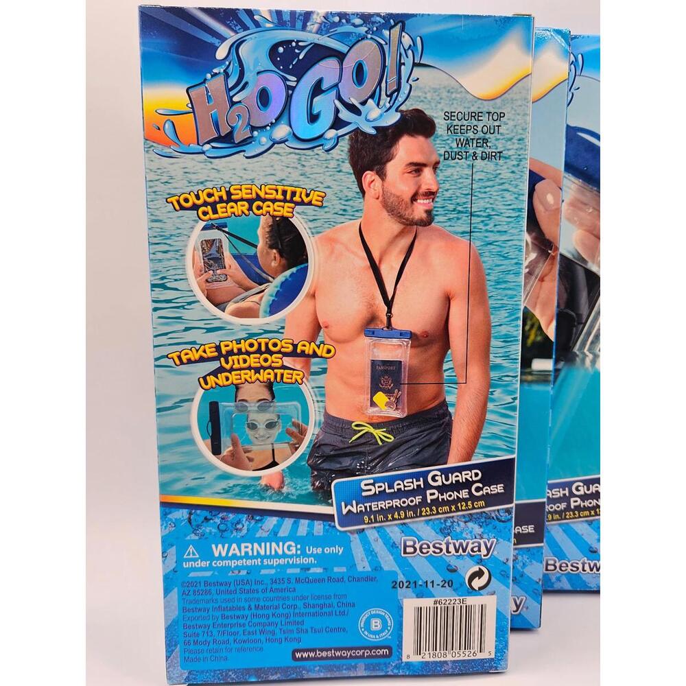 New - Set of 3 H2O GO! Splash Guard Waterproof phone cases w/lanyard